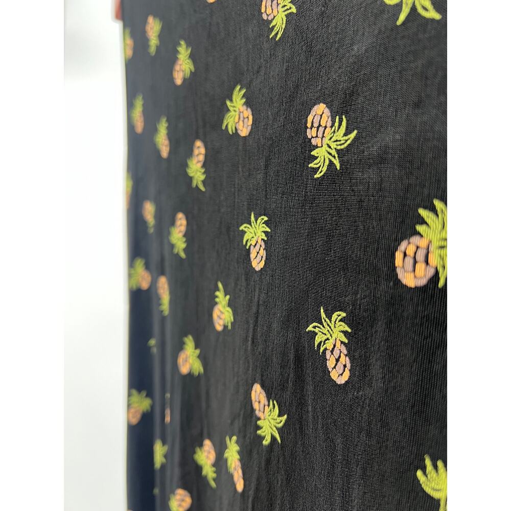 Coldwater Creek Size L Large Black Slinky Maxi Dress Tropical Pineapple Print - Picture 7 of 7